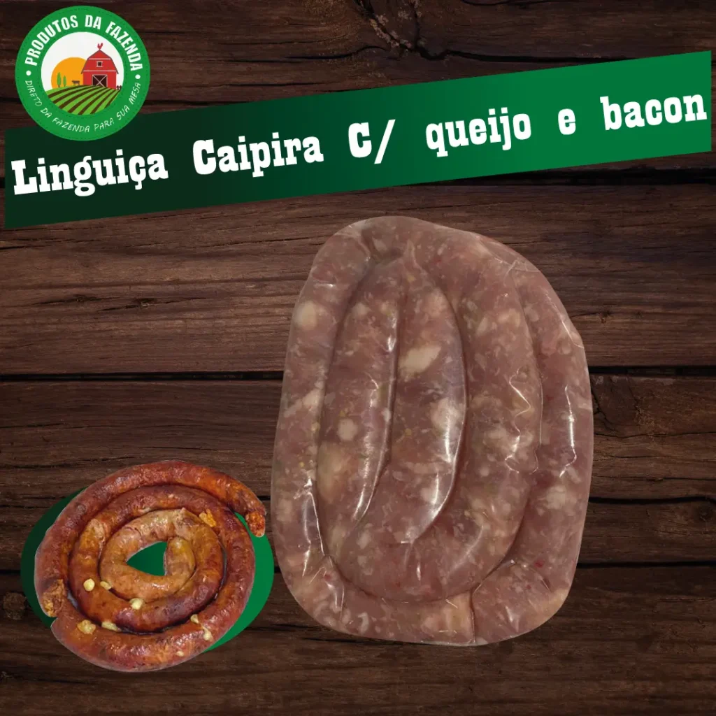 Linguiça caipira com queijo e bacon